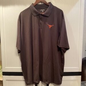 Texas Longhorns Polo Shirt XXL Mens Brown Antigua‎ Short Sleeve Golf
